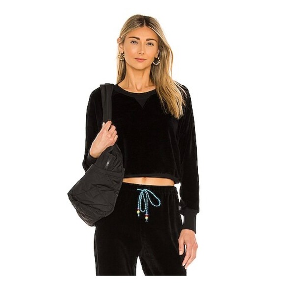 DANNIJO Pants - NWT Dannijo Black Velour Raglan Sweatshirt Jogger Set Lounge Athleisure Size S